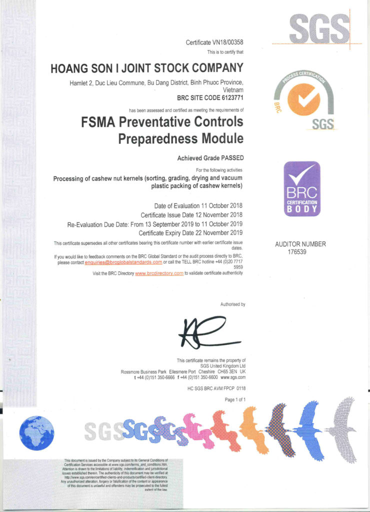 FSMA | Hoang Son 1 | Chất lượng - Công bằng - Trách nhiệm